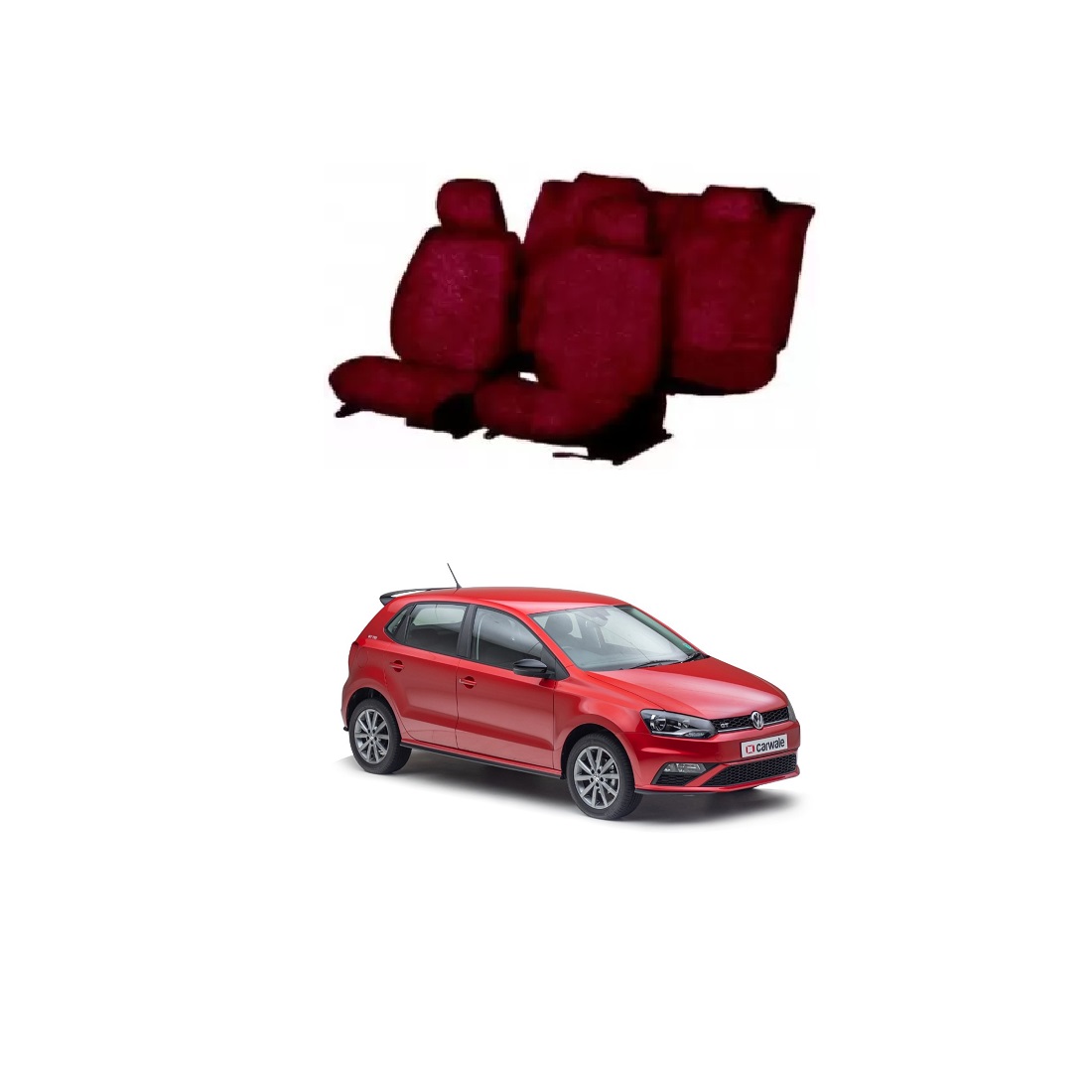 Cotton Towel Car Seat Cover for Volkswagen Polo (Maroon)